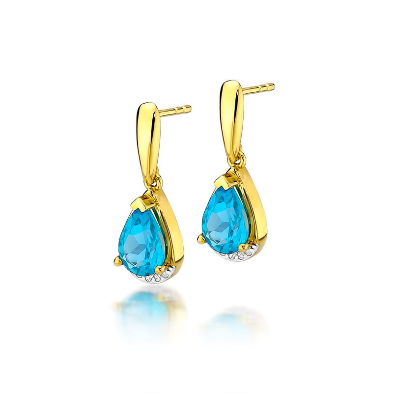 "Kolczyki KO051 Topaz 2 x 1,40ct w żółtym złocie - Daimana.pl"