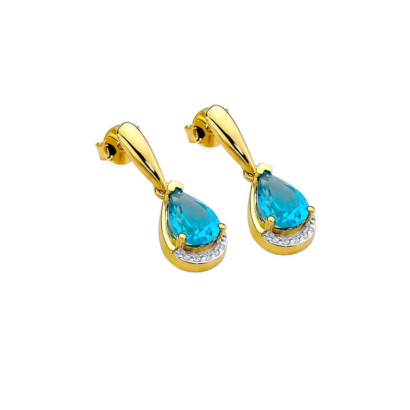 "Kolczyki KO051 Topaz 2 x 1,40ct w żółtym złocie - Daimana.pl"