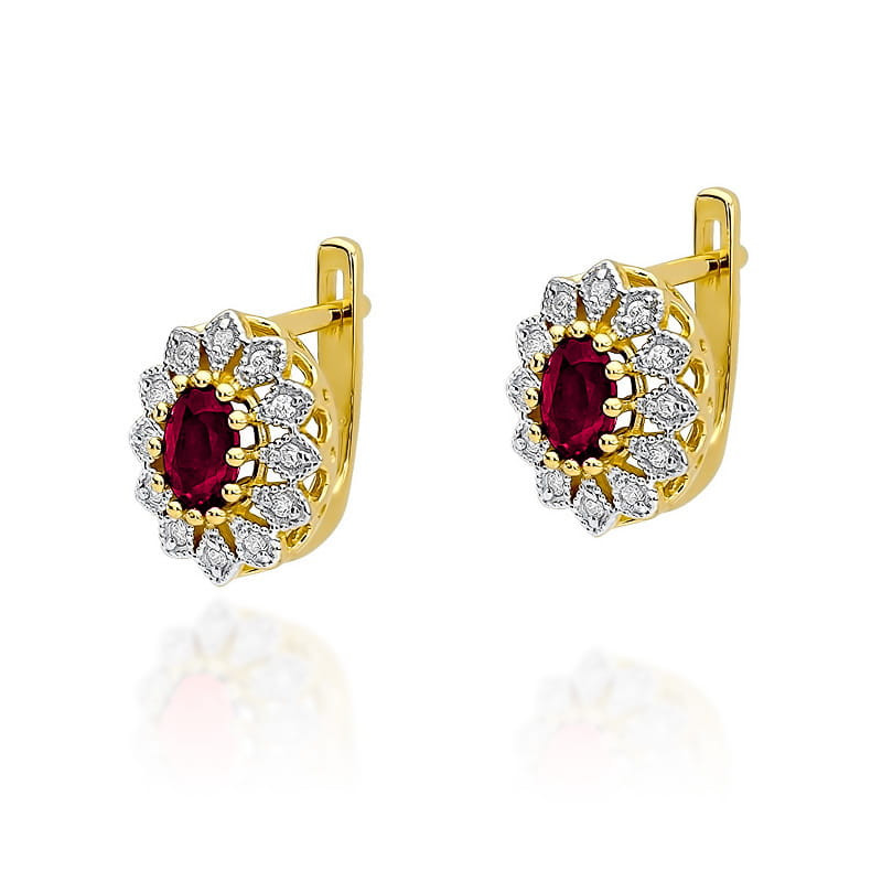 "Kolczyki KO354 Rubin 2 x 0,60ct żółte złoto | Daimana.pl - najle