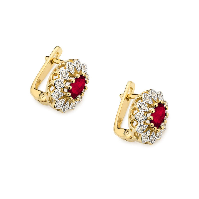 "Kolczyki KO354 Rubin 2 x 0,60ct żółte złoto | Daimana.pl - najle