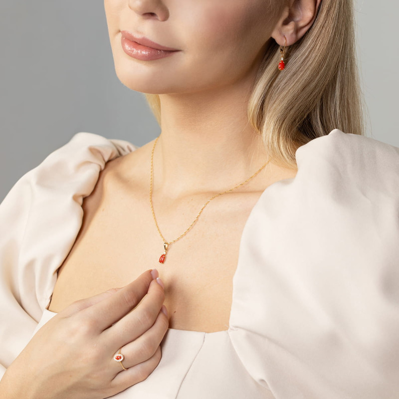 "Kolczyki KO570 Koral 2 x 0,65ct żółte złoto - Daimana.pl - Najwy