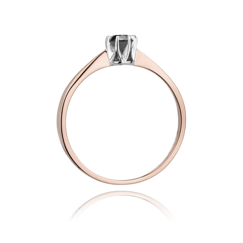 "Pierścionek W111 Czarny Diament 0,12ct - elegancki dodatek w różo