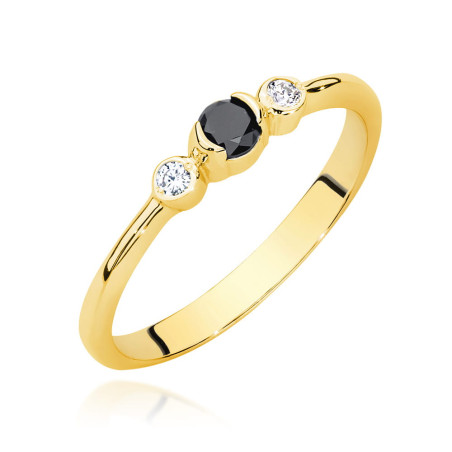 "Pierścionek W0620 Czarny Diament 0,12ct | Żółte złoto | Daimana