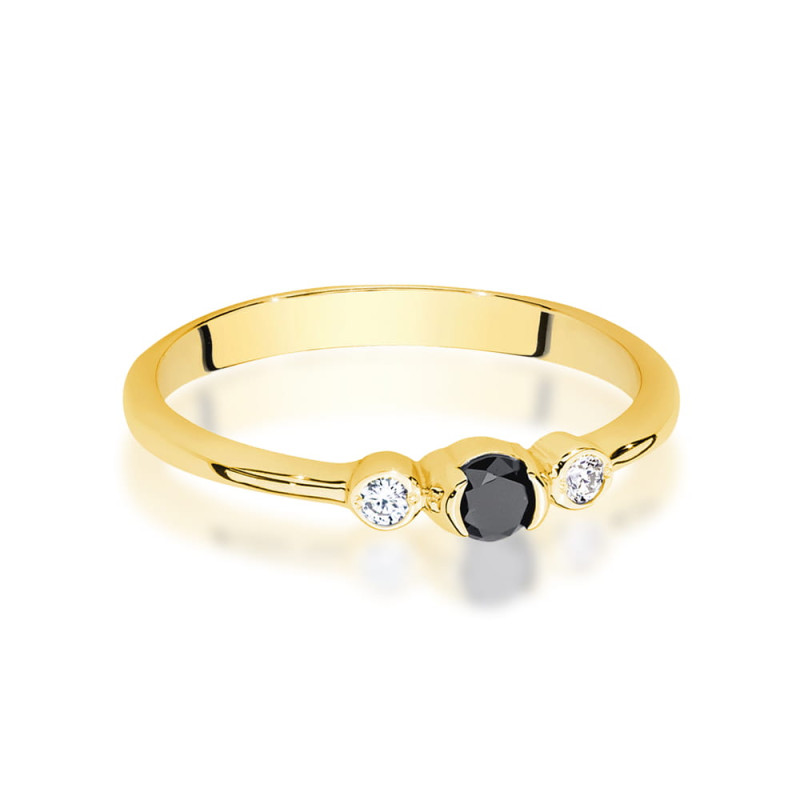 "Pierścionek W0620 Czarny Diament 0,12ct | Żółte złoto | Daimana