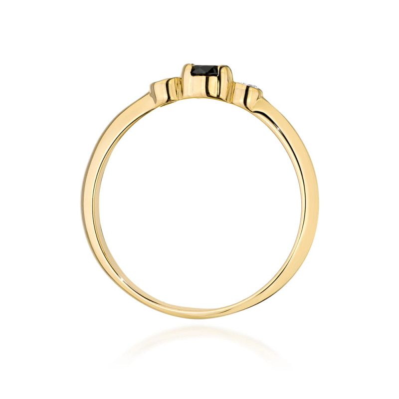 "Pierścionek W0620 Czarny Diament 0,12ct | Żółte złoto | Daimana