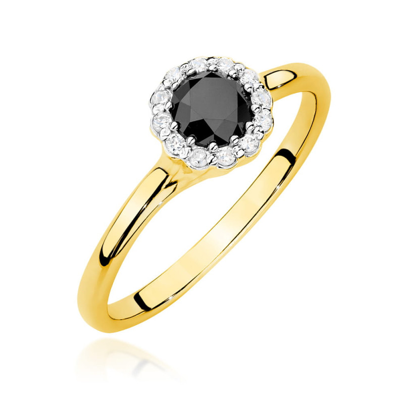 Pierścionek W0622 Czarny Diament 0,50ct w żółtym złocie - Daiman