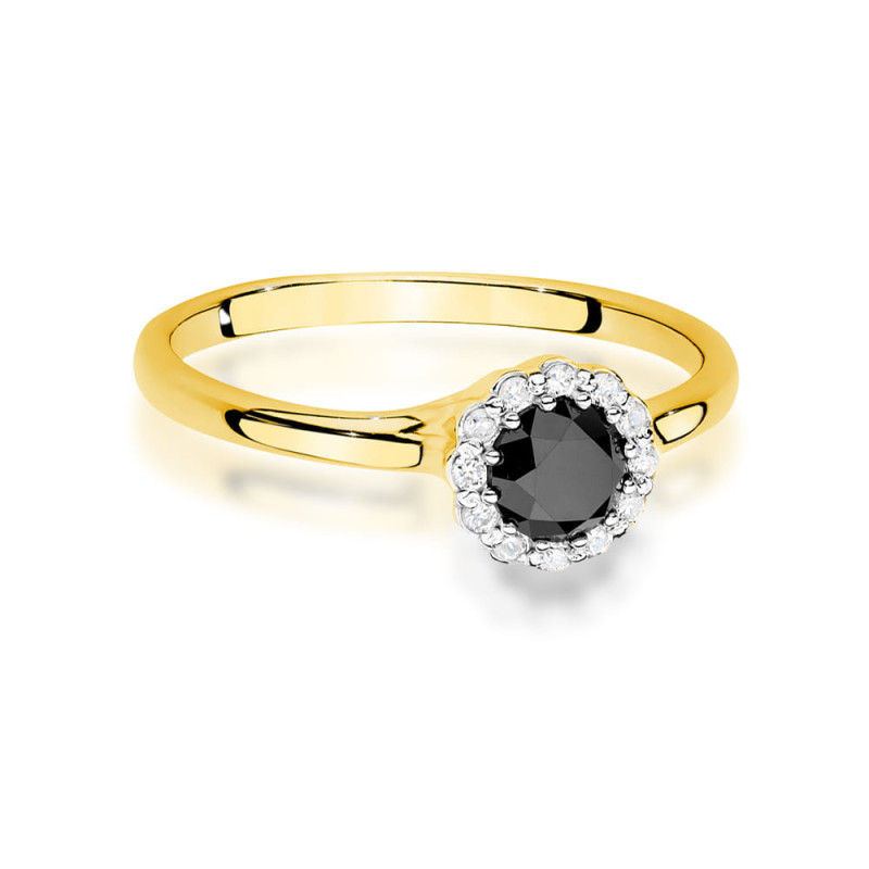 Pierścionek W0622 Czarny Diament 0,50ct w żółtym złocie - Daiman