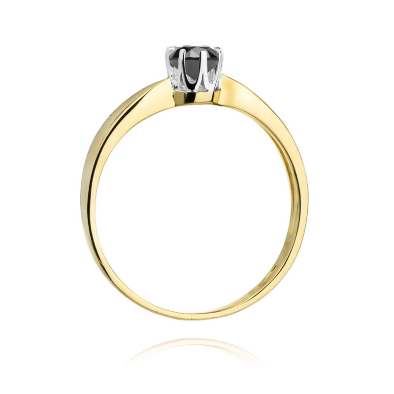 "Pierścionek W228 Czarny Diament 0,30ct w żółtym złocie - Daiman