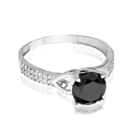 "Pierścionek W502 Czarny Diament 2,00ct w białym złocie - Daimana.