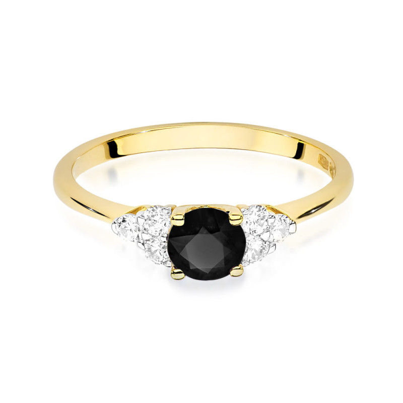 "Pierścionek W451 Czarny Diament 0,50ct Żółte Złoto | Daimana.pl