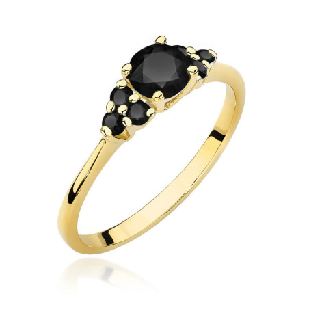 "Pierścionek W451 Czarny Diament 0,50ct w żółtym złocie | Daiman