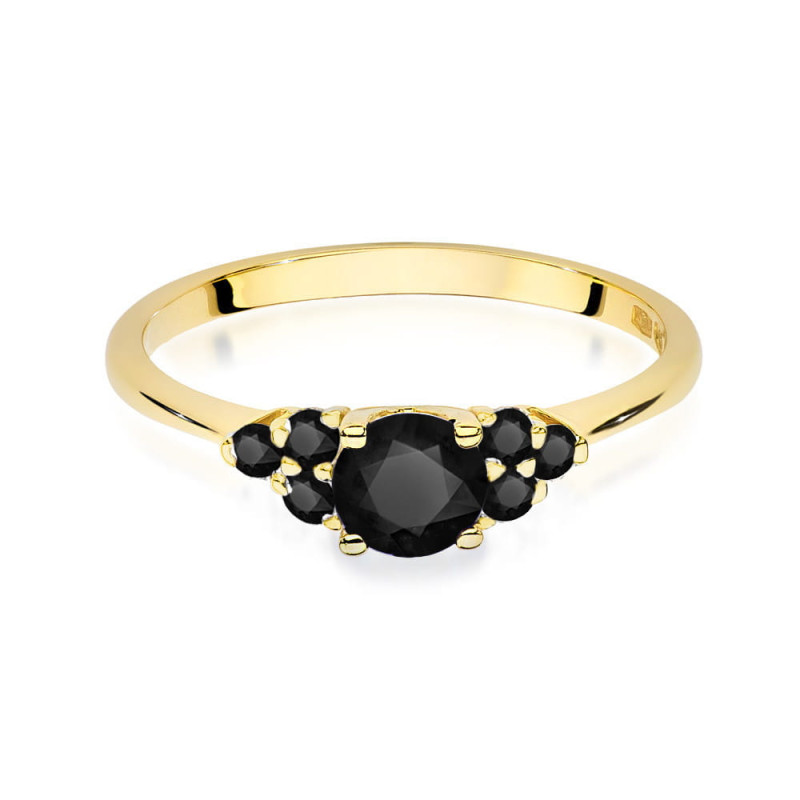 "Pierścionek W451 Czarny Diament 0,50ct w żółtym złocie | Daiman