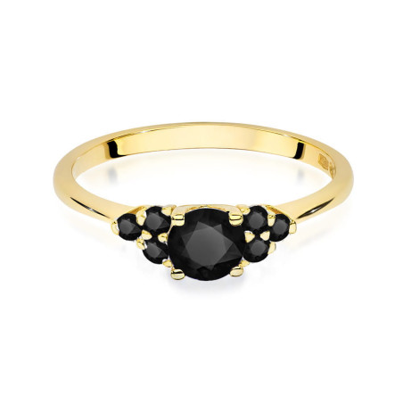 "Pierścionek W451 Czarny Diament 0,50ct w żółtym złocie | Daiman