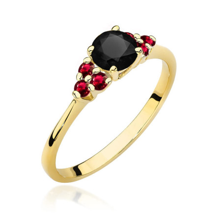 "Pierścionek W451 Czarny Diament 0,50ct | Żółte złoto | Daimana.