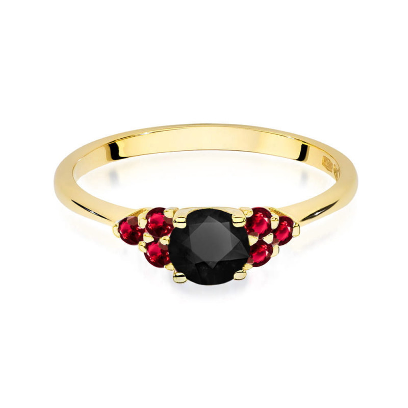 "Pierścionek W451 Czarny Diament 0,50ct | Żółte złoto | Daimana.