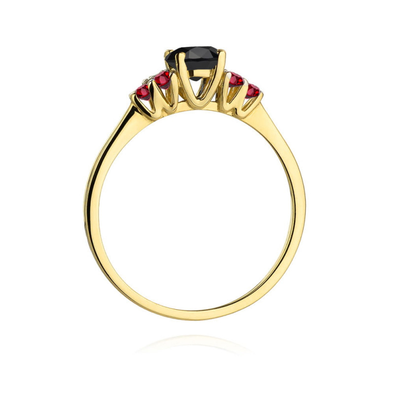 "Pierścionek W451 Czarny Diament 0,50ct | Żółte złoto | Daimana.