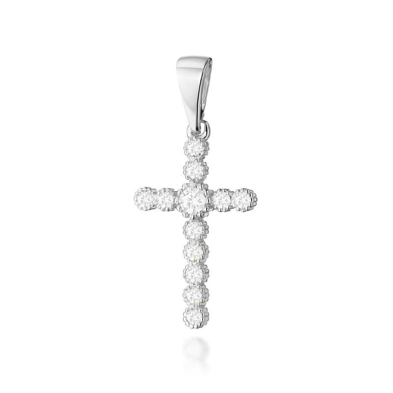 Krzyż K008 Diament 0,10ct białe złoto