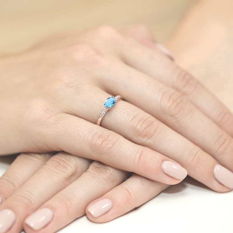 "Pierścionek W077 Topaz 0,50ct różowe złoto - Daimana.pl | Eksklu