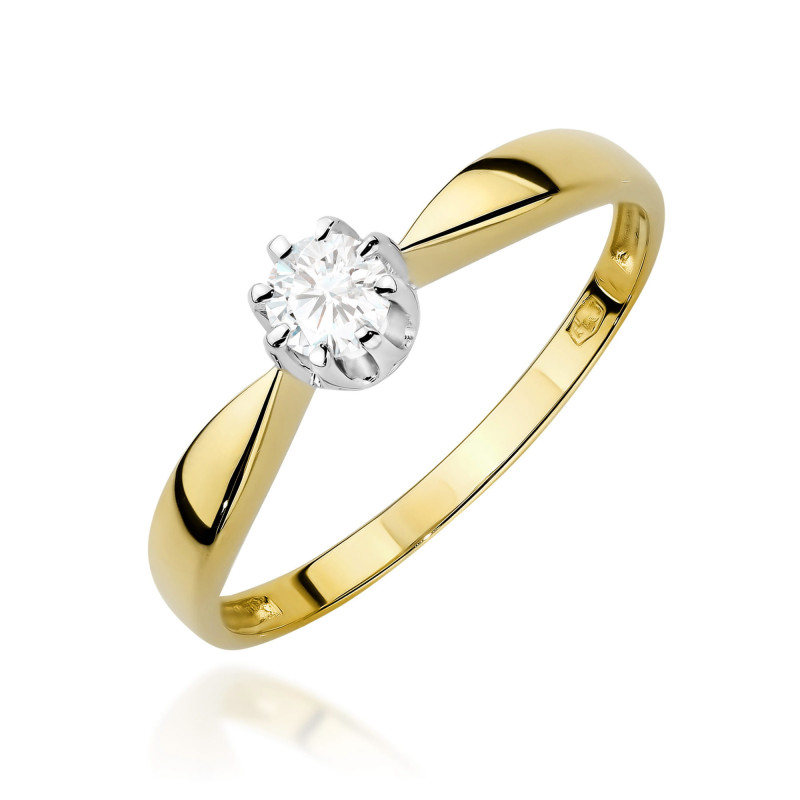 "Pierścionek W0228 z diamentem laboratoryjnym 0,15ct w żółtym zł