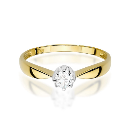 "Pierścionek W0228 z diamentem laboratoryjnym 0,15ct w żółtym zł