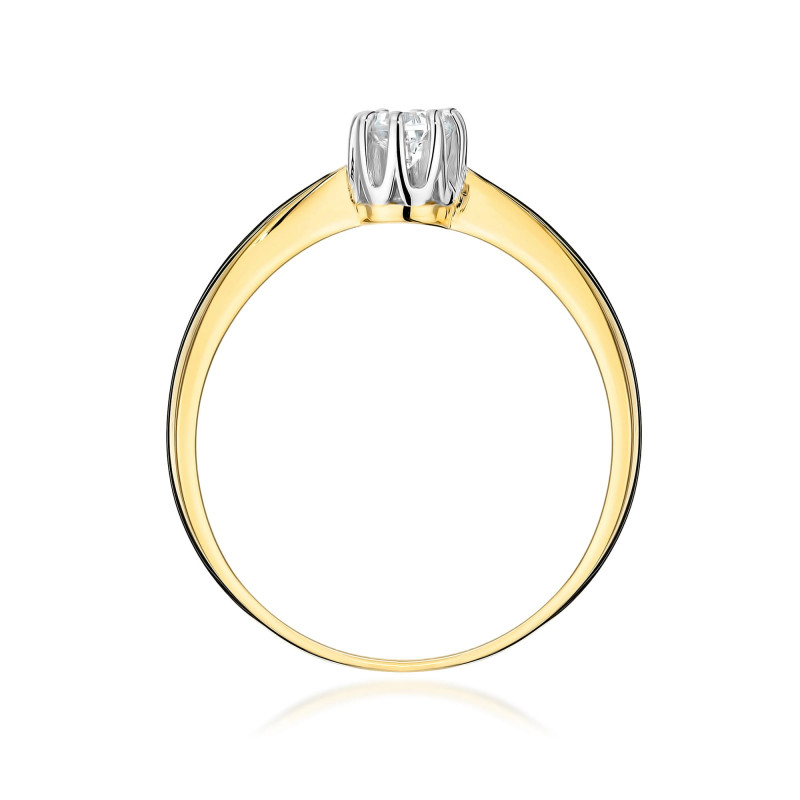 "Pierścionek W0228 z diamentem laboratoryjnym 0,15ct w żółtym zł
