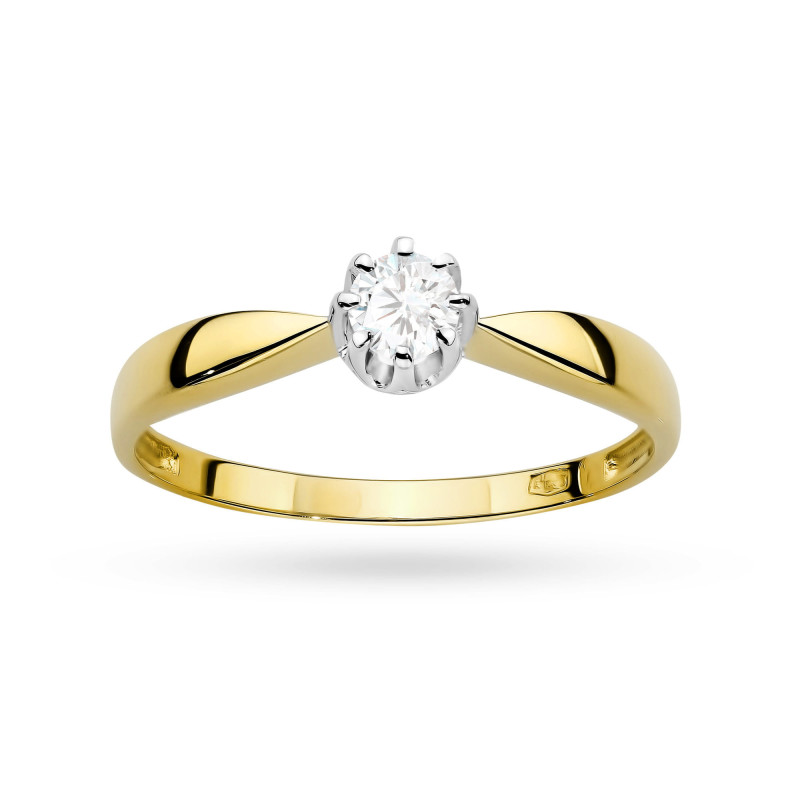 "Pierścionek W0228 z diamentem laboratoryjnym 0,15ct w żółtym zł