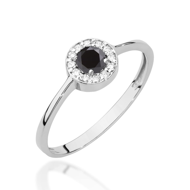 "Pierścionek W0616 Czarny Diament 0,30ct | Białe Złoto | Daimana.p