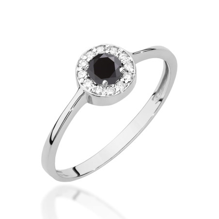 "Pierścionek W0616 Czarny Diament 0,30ct | Białe Złoto | Daimana.p