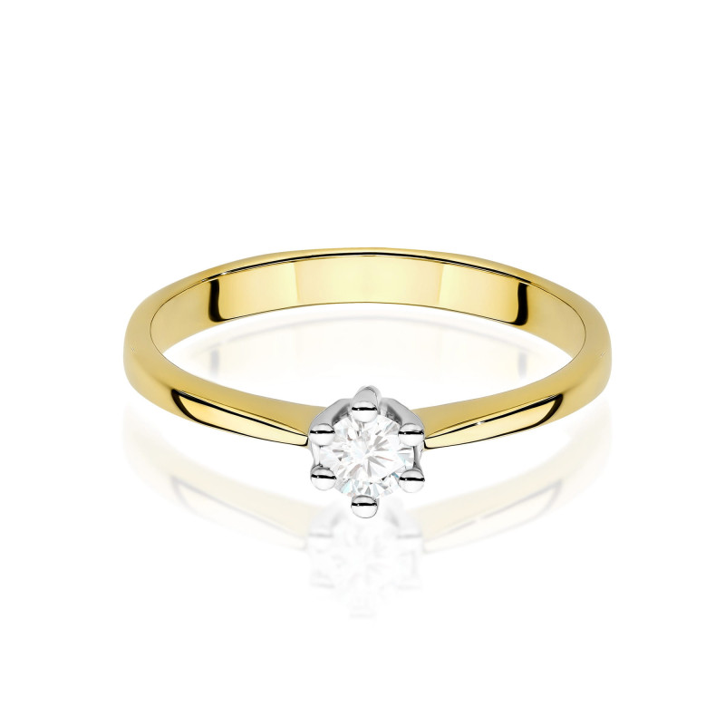 "Pierścionek W0256 z diamentem laboratoryjnym 0,15ct w żółtym zł