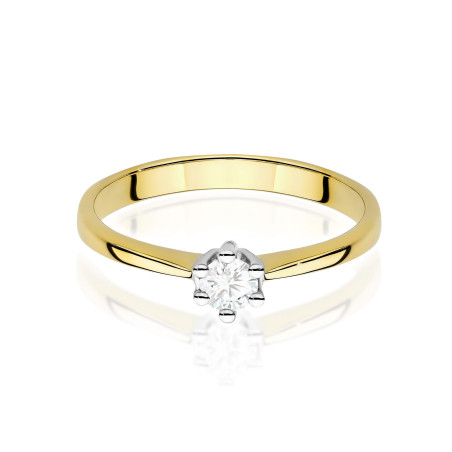 "Pierścionek W0256 z diamentem laboratoryjnym 0,15ct w żółtym zł