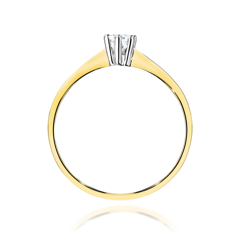 "Pierścionek W0256 z diamentem laboratoryjnym 0,15ct w żółtym zł