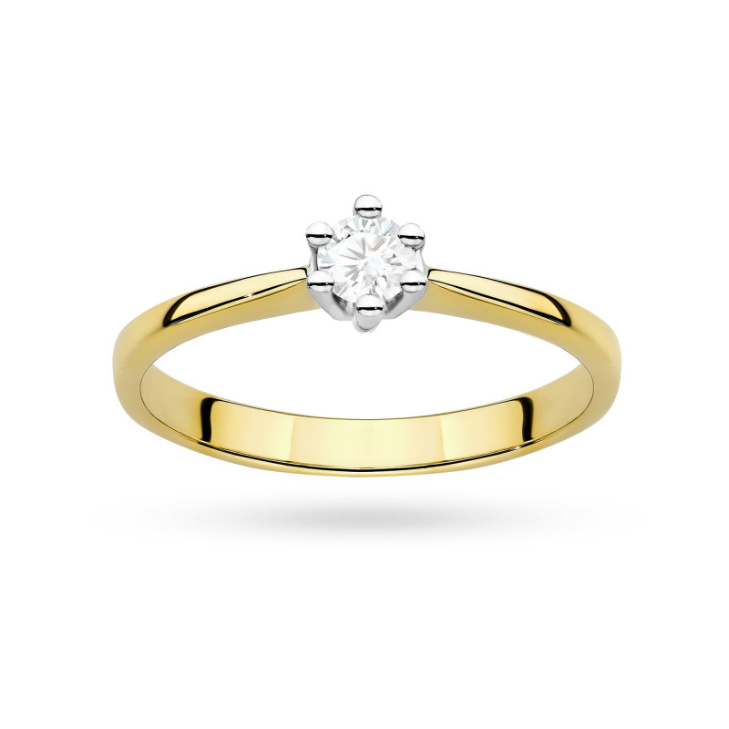 "Pierścionek W0256 z diamentem laboratoryjnym 0,15ct w żółtym zł