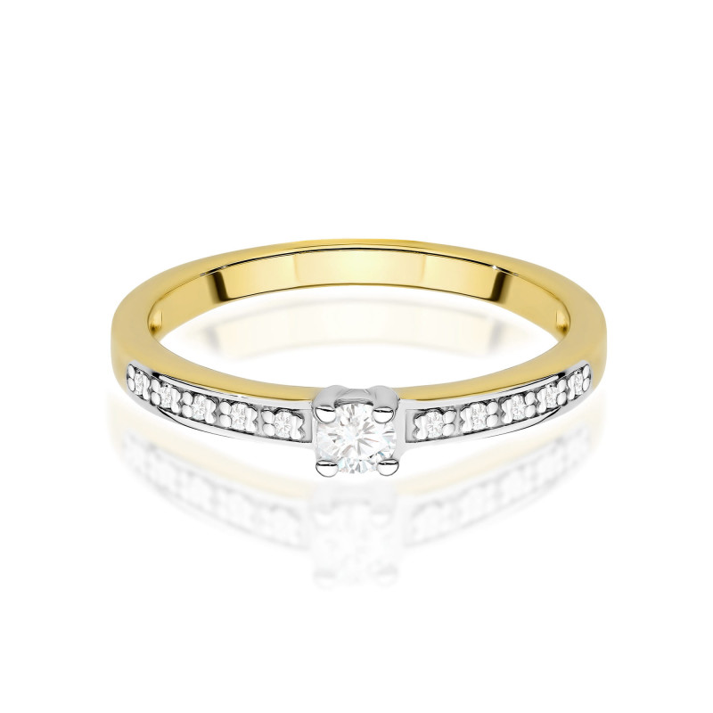 "Pierścionek W0288 z diamentem laboratoryjnym 0,08ct w żółtym zł