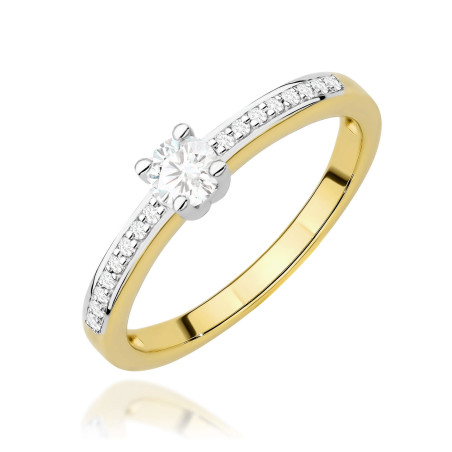 "Pierścionek W0288 z diamentem laboratoryjnym 0,20ct w żółtym zł