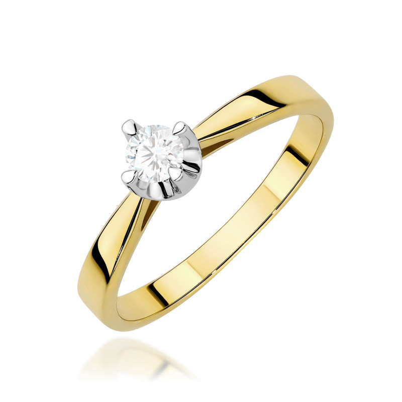 "Pierścionek W0293 z diamentem laboratoryjnym 0,20ct w żółtym zł