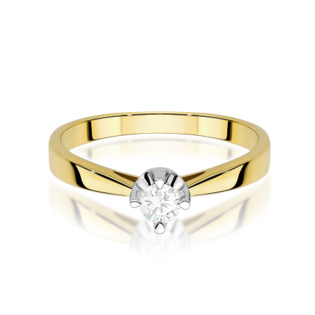 "Pierścionek W0293 z diamentem laboratoryjnym 0,20ct w żółtym zł