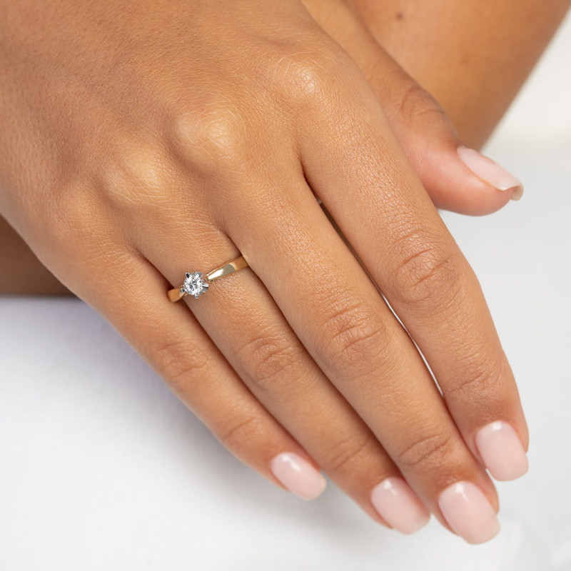"Pierścionek W0293 z diamentem laboratoryjnym 0,20ct w żółtym zł
