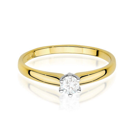 "Pierścionek W0317 z diamentem laboratoryjnym 0,20ct w żółtym zł