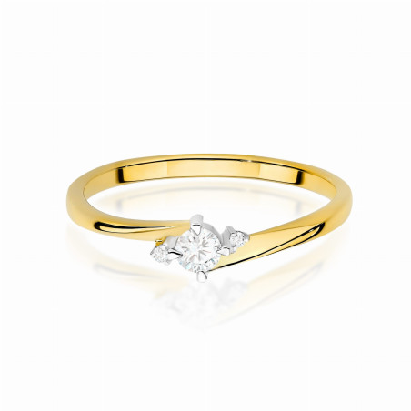 "Pierścionek W0346 z diamentem laboratoryjnym 0,10ct w żółtym zł