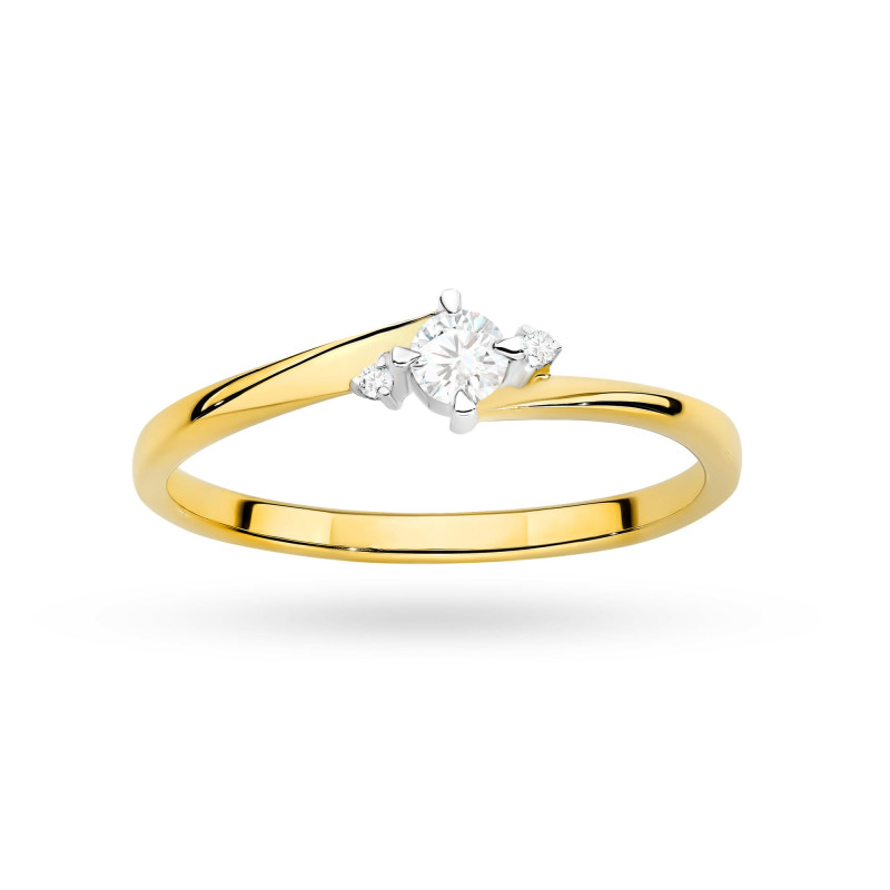 "Pierścionek W0346 z diamentem laboratoryjnym 0,10ct w żółtym zł