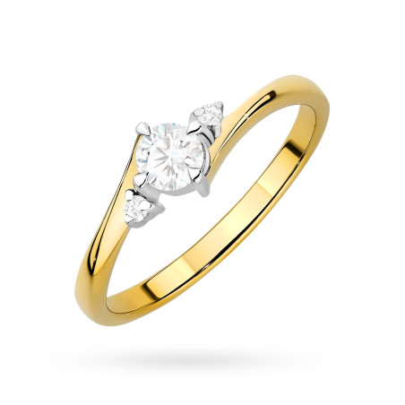 "Pierścionek W0346 z diamentem laboratoryjnym 0,25ct w żółtym zł