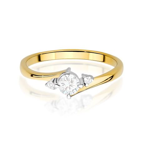 "Pierścionek W0346 z diamentem laboratoryjnym 0,25ct w żółtym zł