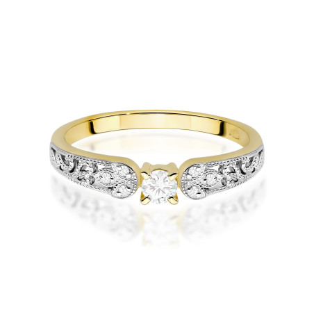 "Pierścionek W0411 z diamentem laboratoryjnym 0,10ct w żółtym zł