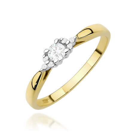 "Pierścionek W0428 z diamentem laboratoryjnym 0,10ct w żółtym zł