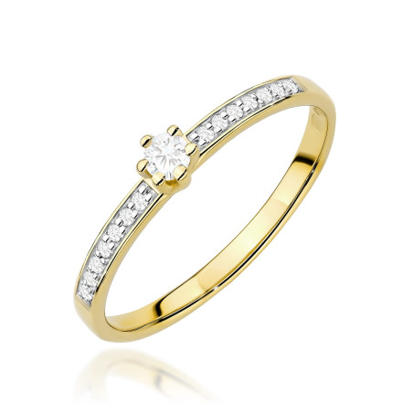 "Pierścionek W0459 z diamentem laboratoryjnym 0,10ct w żółtym zł