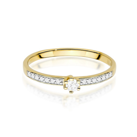 "Pierścionek W0459 z diamentem laboratoryjnym 0,10ct w żółtym zł
