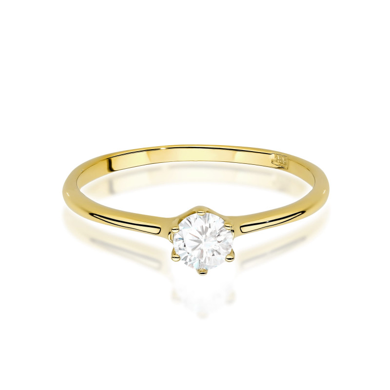 "Pierścionek W0499 z diamentem laboratoryjnym 0,25ct w żółtym zł