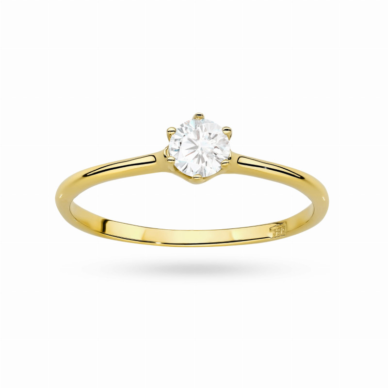 "Pierścionek W0499 z diamentem laboratoryjnym 0,25ct w żółtym zł