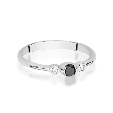 "Pierścionek W0620 z czarnym diamentem 0,12ct w białym złocie - Da