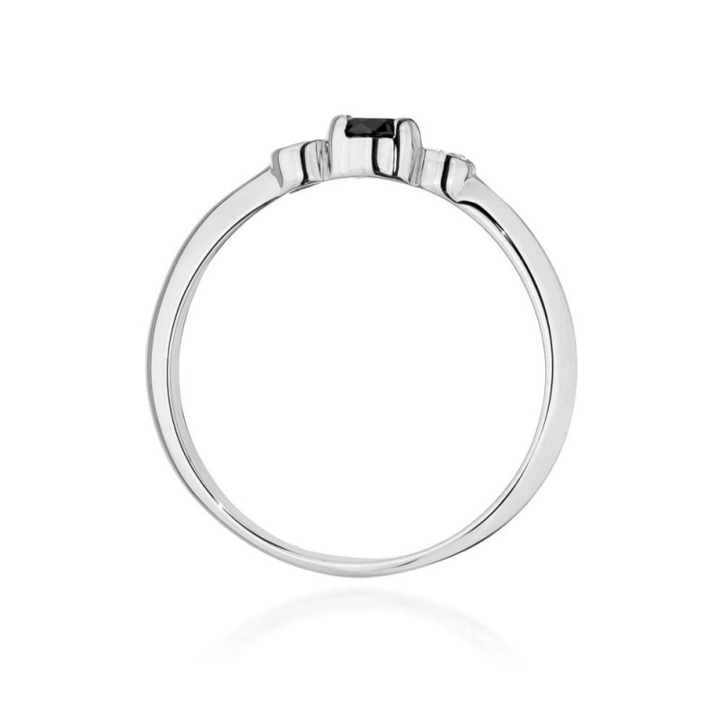 "Pierścionek W0620 z czarnym diamentem 0,12ct w białym złocie - Da